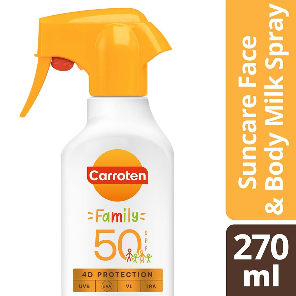Carroten Family Suncare SPF50 Face & Body Milk Sunscreen Spray 270ml