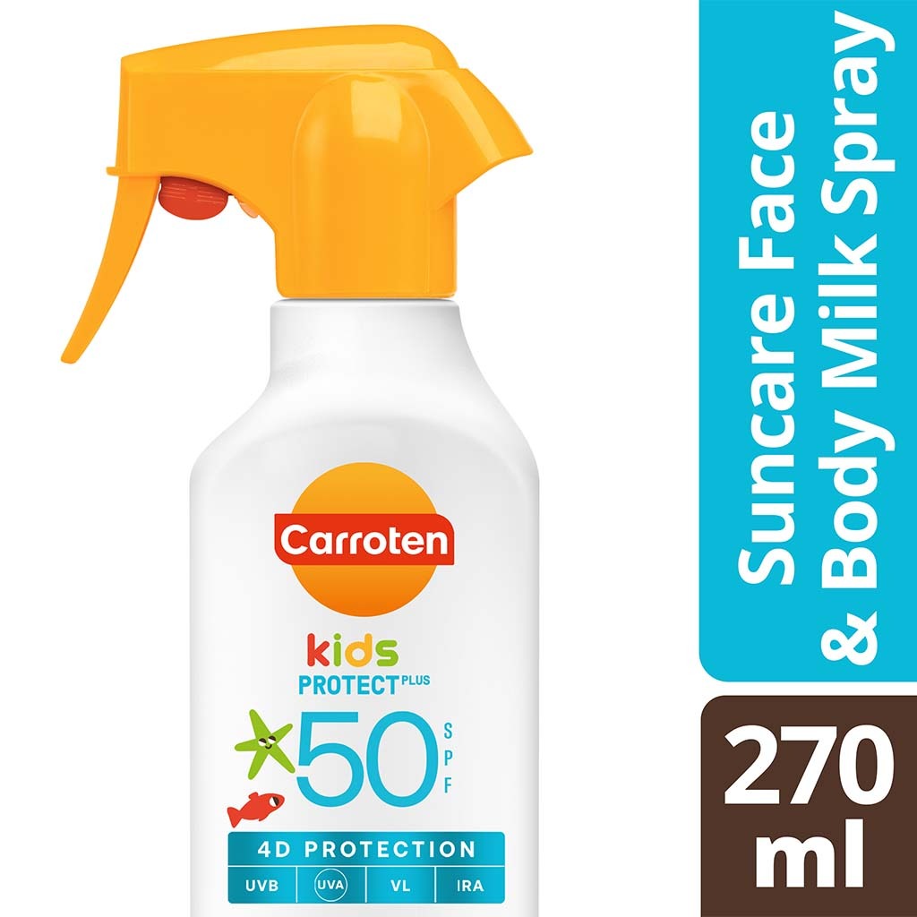 Carroten Kids Protect Suncare SPF50 Face & Body Milk Sunscreen Spray For 3+ Years 270ml