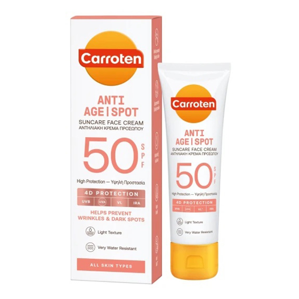 Carroten Anti Age Spot SPF50 Suncare Face Cream For Wrinkles & Dark Spots 50ml