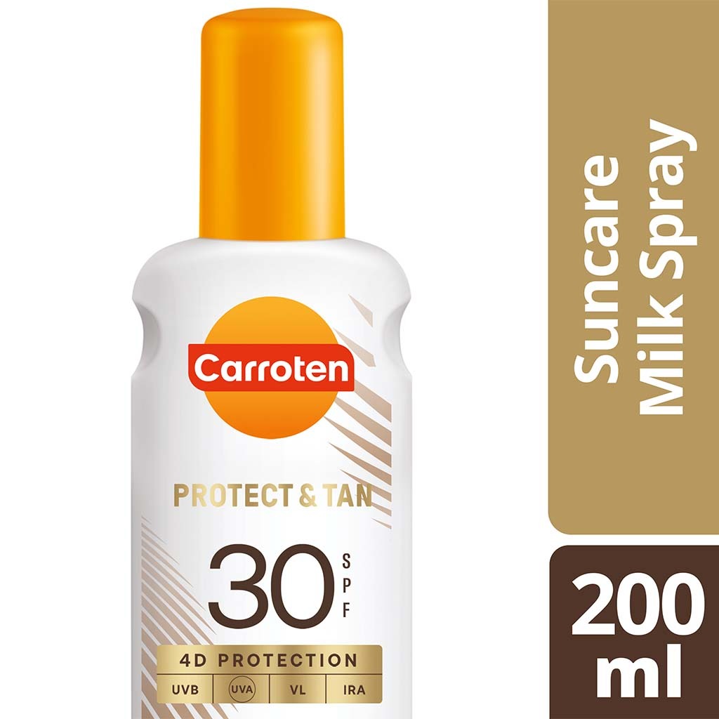 Carroten Protect & Tan Suncare SPF30 Tanning Body Milk Spray 200ml 