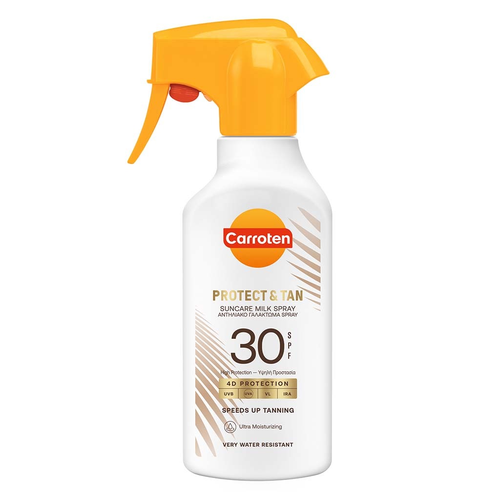 Carroten Protect & Tan Suncare SPF30 Tanning Body Milk Spray 270ml 