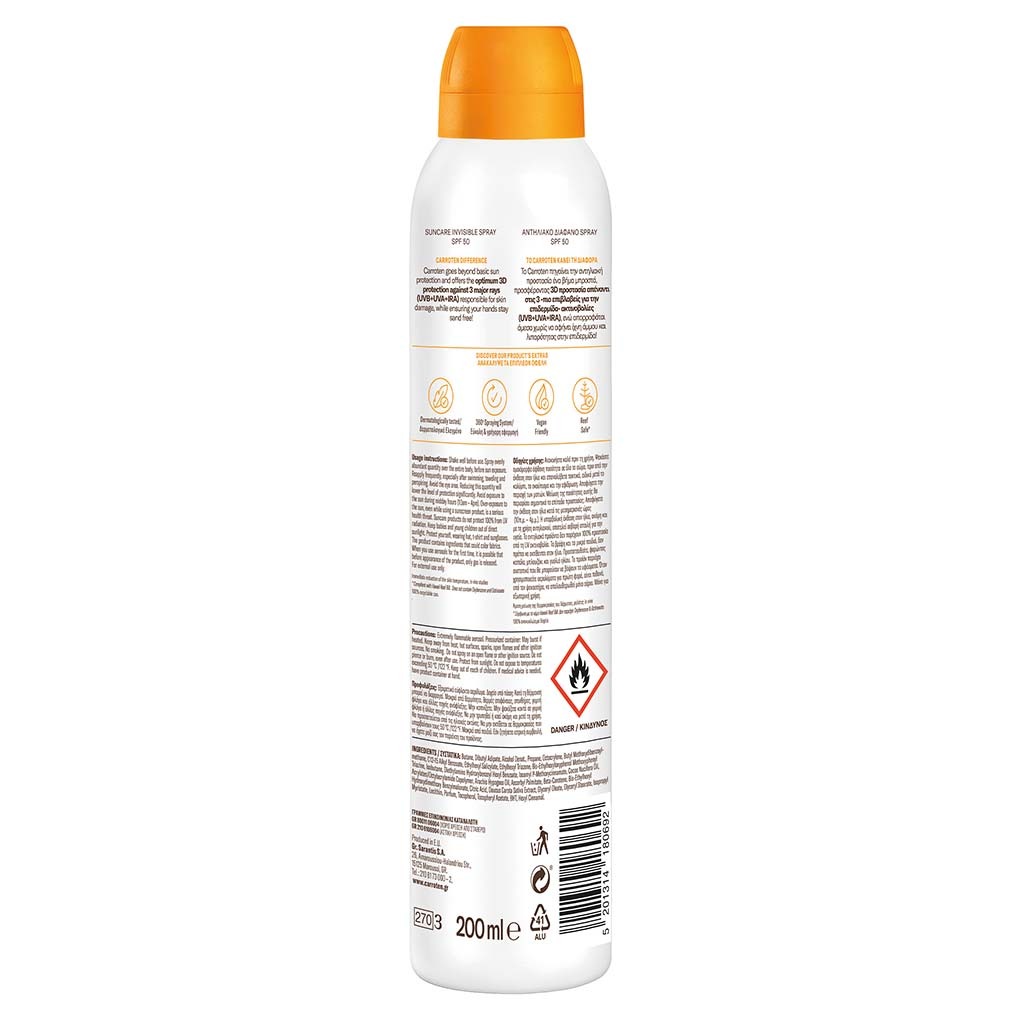 Carroten Coconut Dreams Suncare SPF50 Invisible Sunscreen Spray For Body 200ml