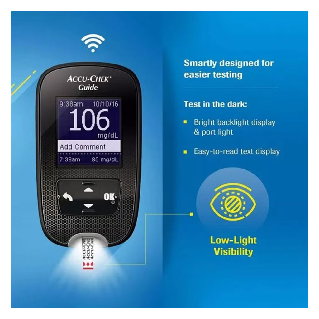 Accu-Chek Guide Wireless Blood Glucose Monitoring System + Accu-Chek Softclix Lancet, Pack of 100's + Accu-Chek Guide Strips, Pack of 50's PROMO PACK