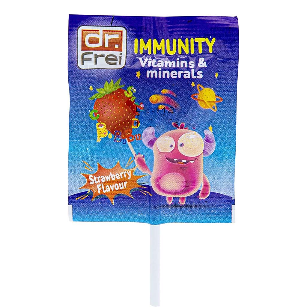 Dr. Frei Immunity Kids Vitamins & Minerals Lollipops Strawberry Flavor, Pack of 50’s