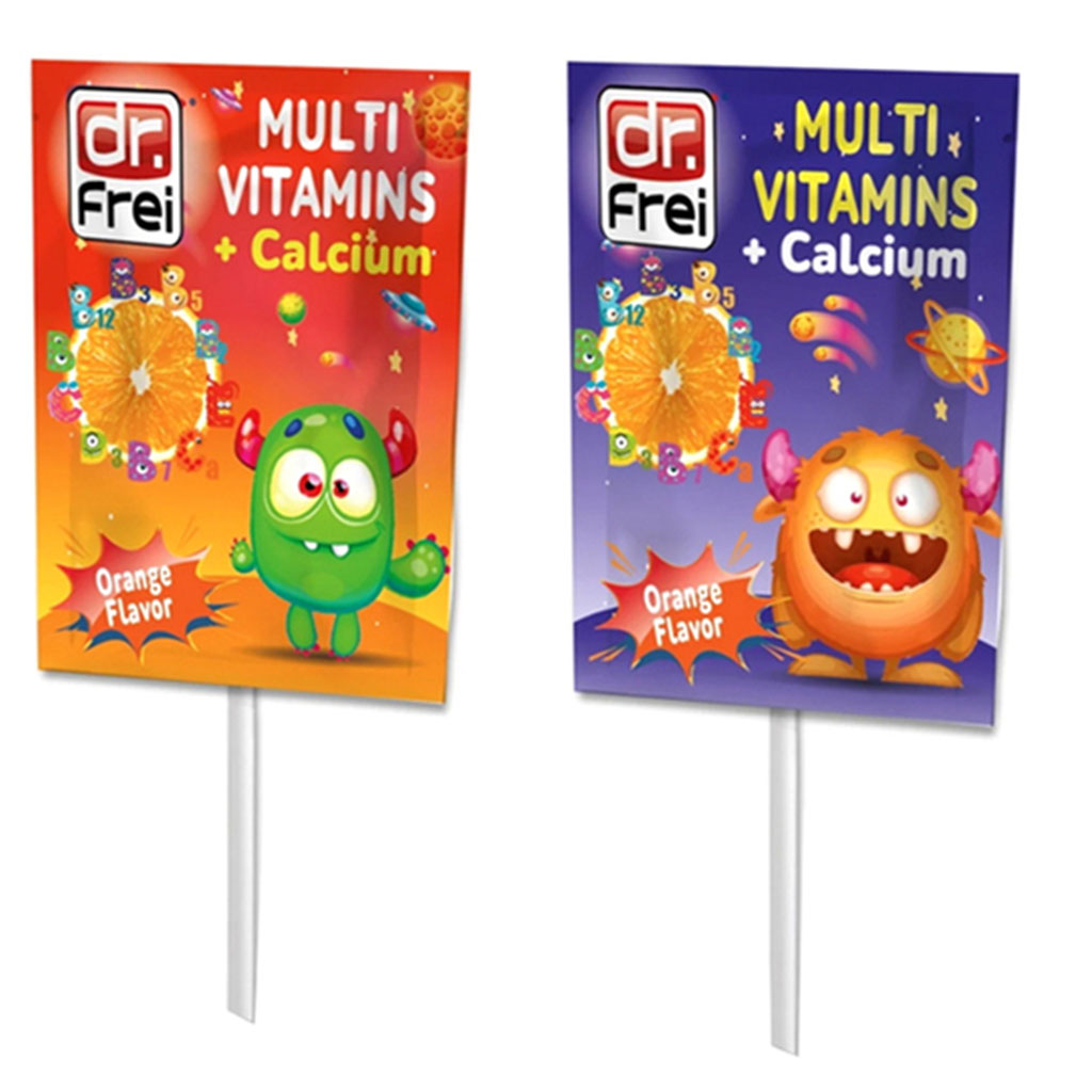 Dr. Frei Kids Multivitamins & Calcium Lollipops Orange Flavor, Pack of 10’s 