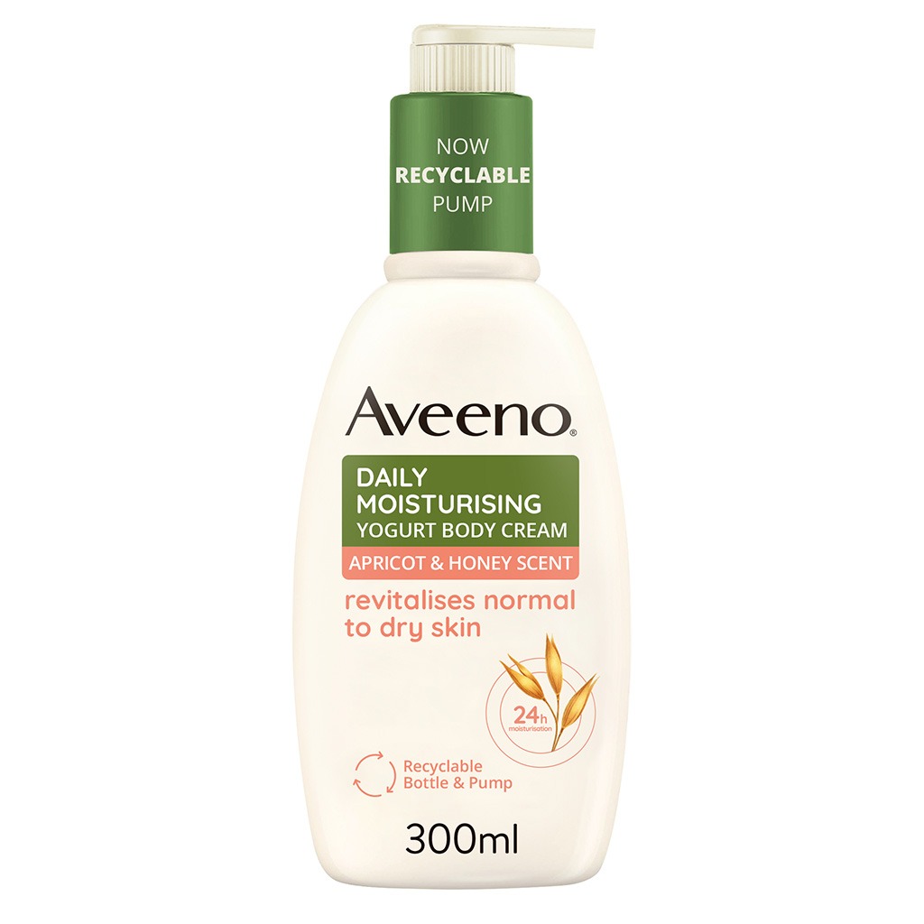 Aveeno Daily Moisturizing Yogurt Body Cream With Honey & Apricot Scent For Normal To Dry Skin 300ml