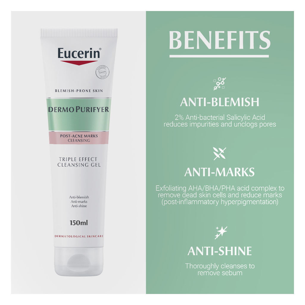 Eucerin DermoPurifyer Triple Effect Post Acne Marks Cleansing Gel 150ml