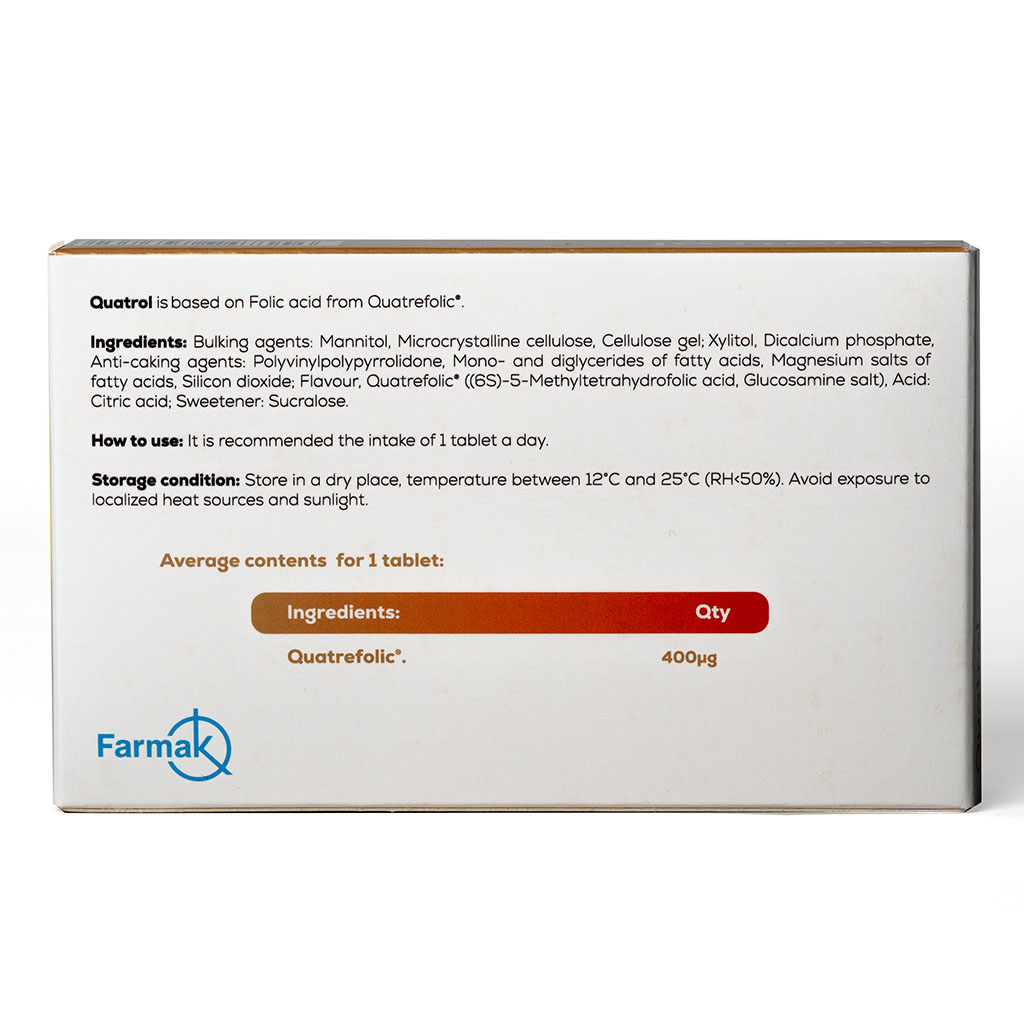 Quatrol Folic Acid 400mcg Orosoluble Tablets, Pack of 60’s