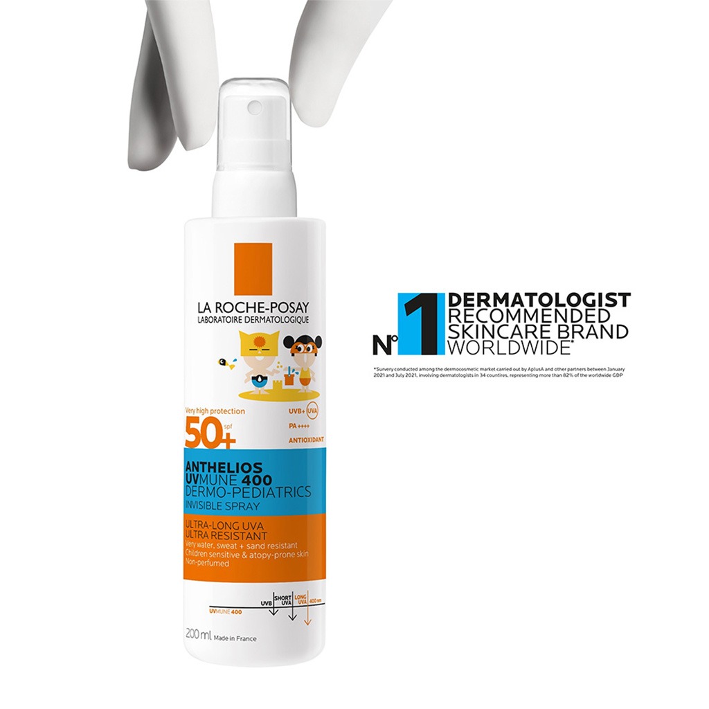 La Roche-Posay Anthelios UVMUNE 400 Dermo Pediatrics SPF50+ Invisible Kids Sunscreen Spray For Face & Body 200ml 