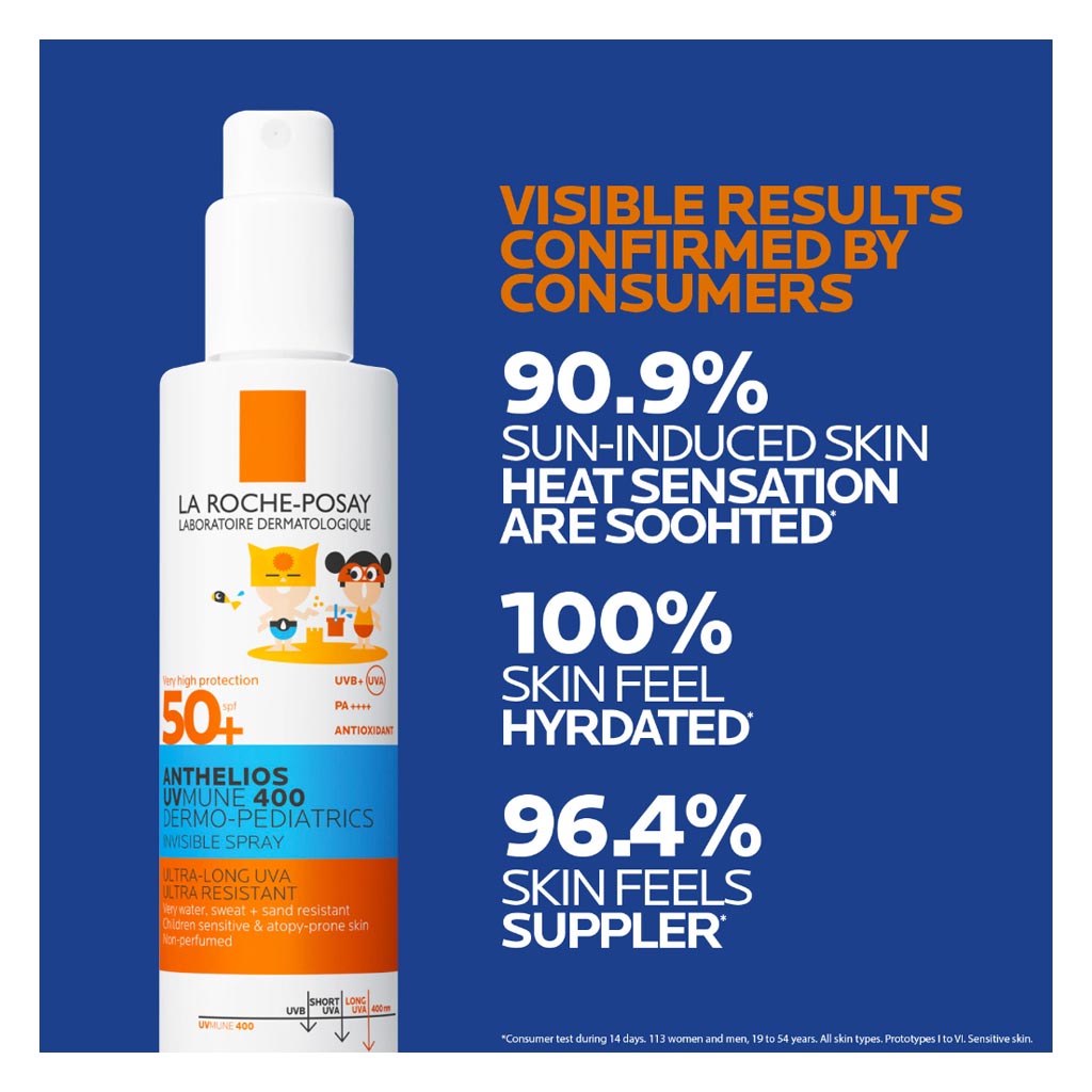 La Roche-Posay Anthelios UVMUNE 400 Dermo Pediatrics SPF50+ Invisible Kids Sunscreen Spray For Face & Body 200ml 