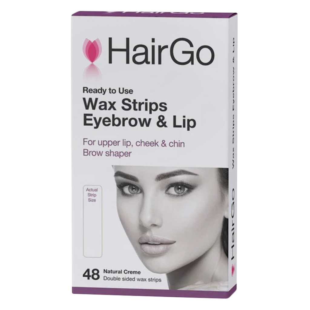 HairGo Eyebrow & Upper Lip Hair Removal Double Sided Wax Strips, Pack of 48's