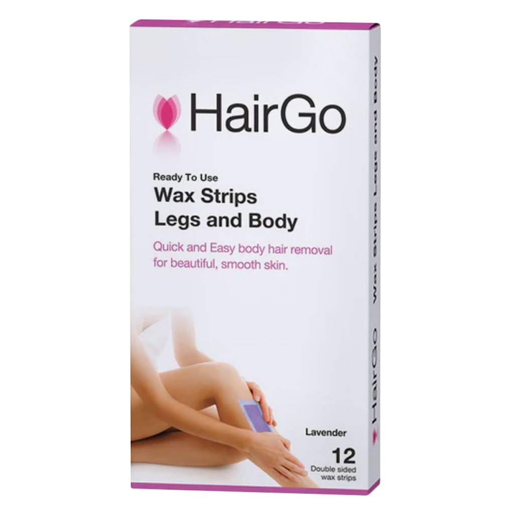 HairGo Legs & Body Hair Removal Double Sided Wax Strips - Lavender, Pack of 12’s