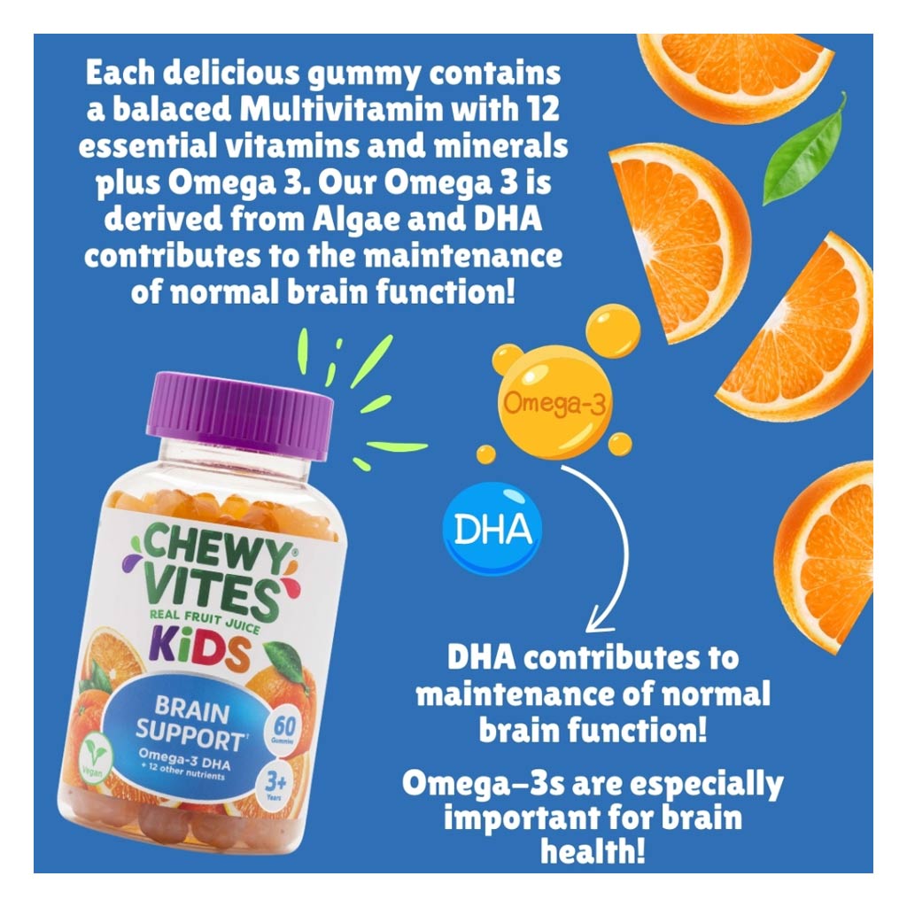 Chewy Vites Kids Brain Support Gummies, Pack of 60's
