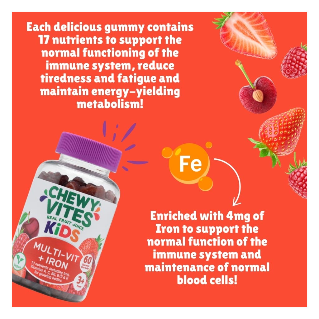 Chewy Vites Kids Multivit + Iron Gummies, Pack of 60's