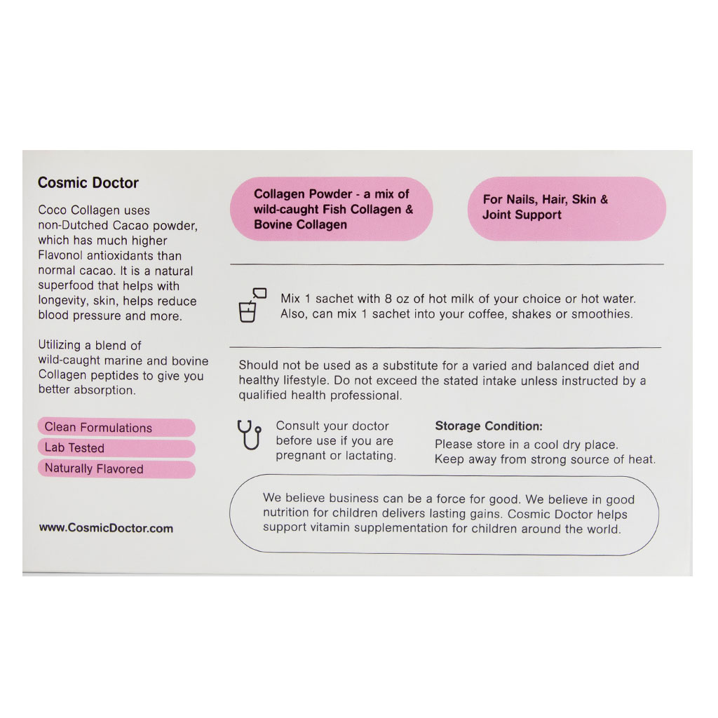 Cosmic Doctor Coco Collagen Supplement Sachets Spicy Chocolate Flavour, Pack of 30's
