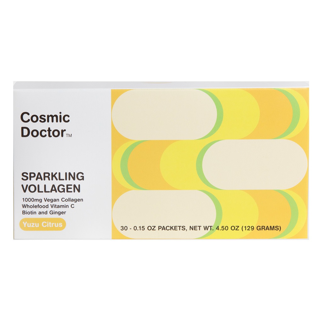 Cosmic Doctor Sparkling Vollagen Vegan Collagen Supplement Sachets, Yuzu Citrus Flavor, Pack of 30's