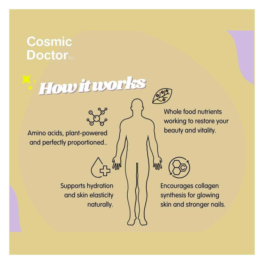 Cosmic Doctor Sparkling Vollagen Vegan Collagen Supplement Sachets, Yuzu Citrus Flavor, Pack of 30's