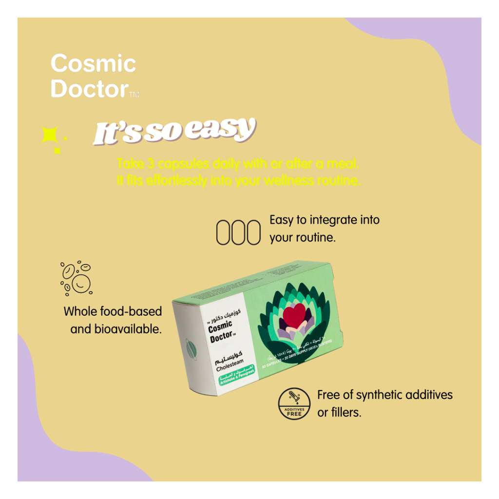 Cosmic Doctor Cholesteam Capsules For Cholesterol Support, Pack of 60’s