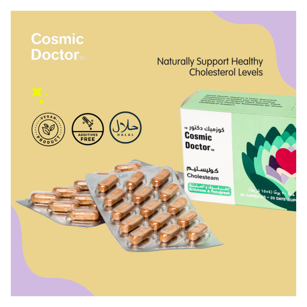 Cosmic Doctor Cholesteam Capsules For Cholesterol Support, Pack of 60’s