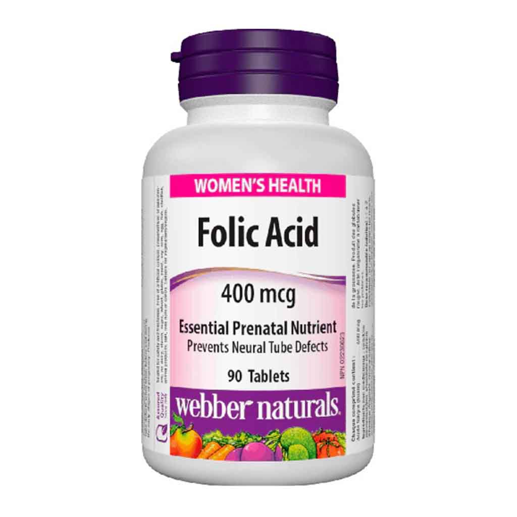 Webber Naturals Folic Acid 400mcg Tablets, Pack of 90’s