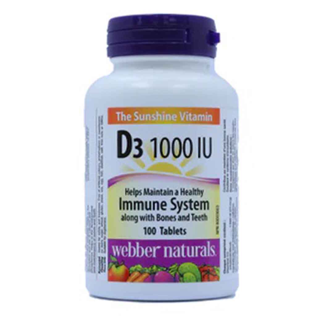 Webber Naturals Vitamin D3 1000IU Tablets For Immune Health, Pack of 100’s