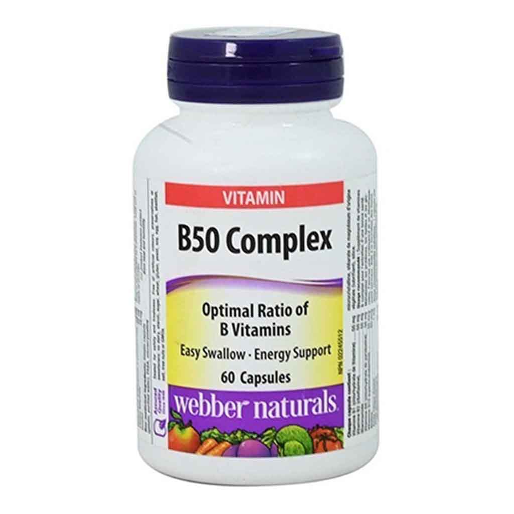 Webber Naturals B50 Complex 50mg Capsules For Energy Support, Pack of 60’s