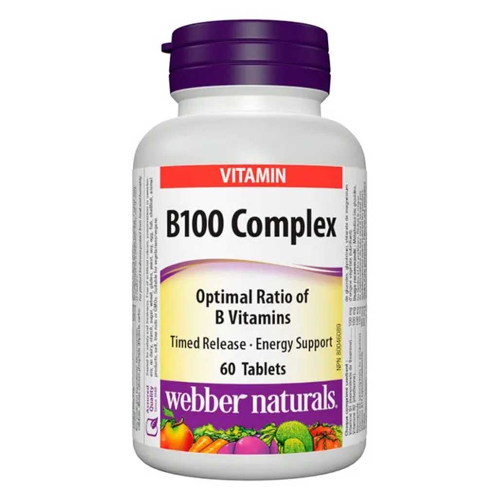 Webber Naturals B100 Complex 100mg Tablets For Energy Support, Pack of 60’s