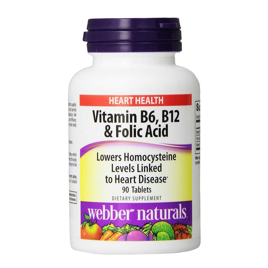 Webber Naturals Vitamin B6, B12 & Folic Acid Capsules, Pack of 90’s