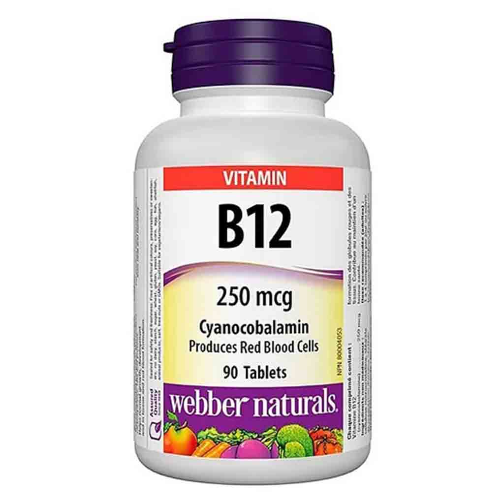Webber Naturals Vitamin B12 250mcg Sublingual Tablets, Pack of 90’s