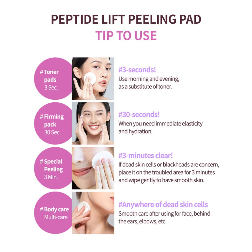 Terrazen Peptide Lift Antiwrinkle Peeling Facial Pads For Radiant & Smooth Skin 175ml, Pack of 60's