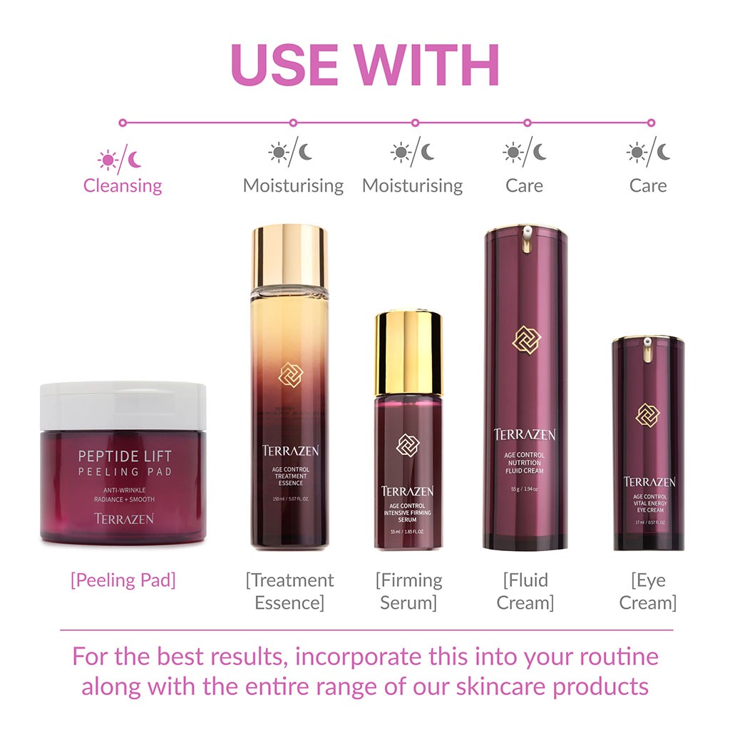 Terrazen Peptide Lift Antiwrinkle Peeling Facial Pads For Radiant & Smooth Skin 175ml, Pack of 60's