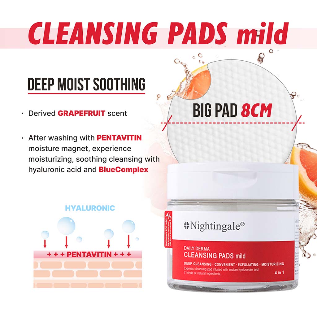 Nightingale Daily Derma Deep Facial Cleansing Pads For All Skin Types 270ml, Pack of 70’s