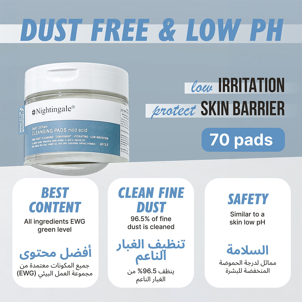 Nightingale Daily Derma Facial Cleansing Pads For Sensitive Skin 270ml, Pack of 70’s