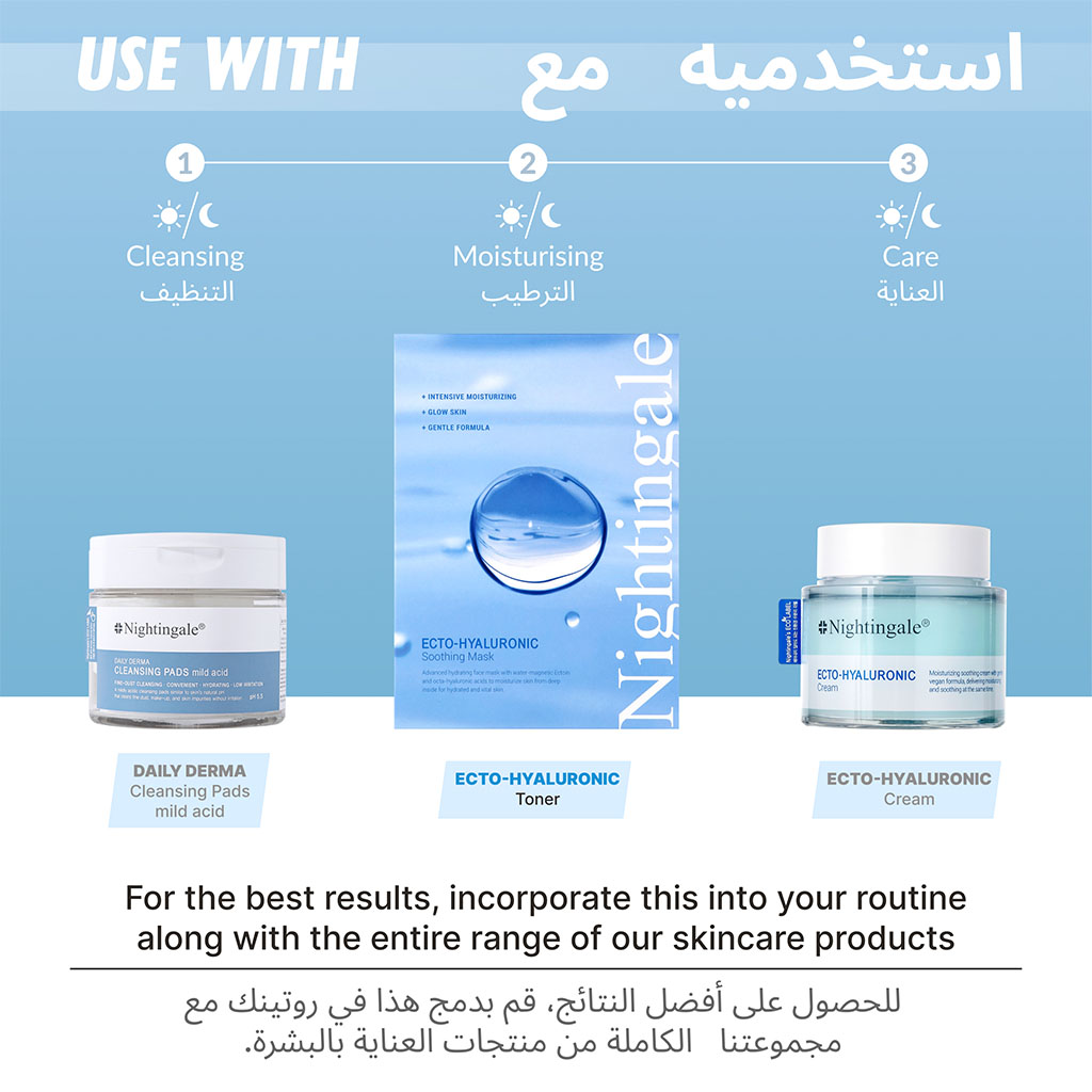 Nightingale Ecto Hyaluronic Soothing Face Sheet Mask For All Skin Types 27ml, Pack of 1’s