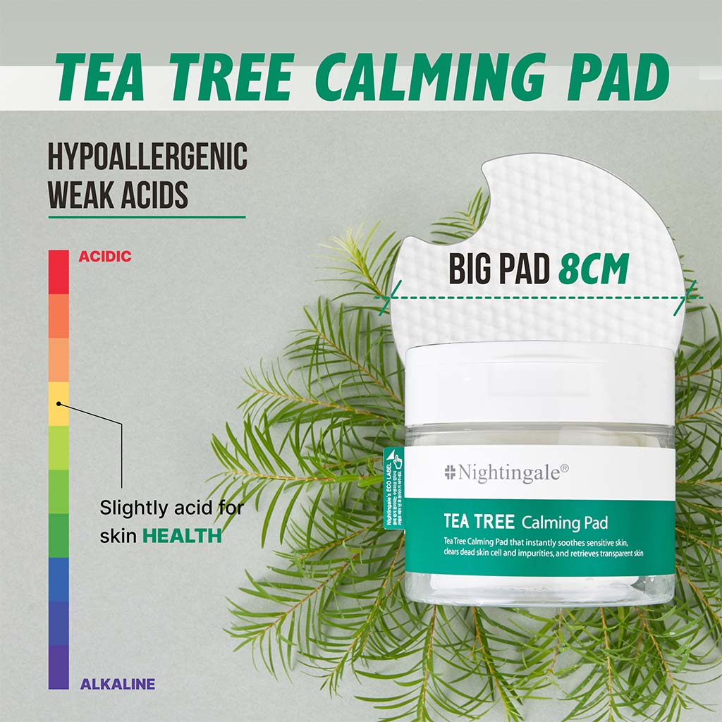 Nightingale Tea Tree Calming Facial Cleansing Pads For Sensitive Skin, Pack of 60’s