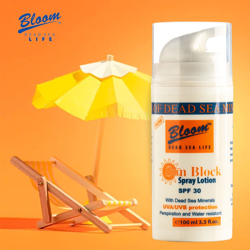 Bloom Dead Sea Life SPF30 Water Resistant Sunblock Spray Lotion 100ml 