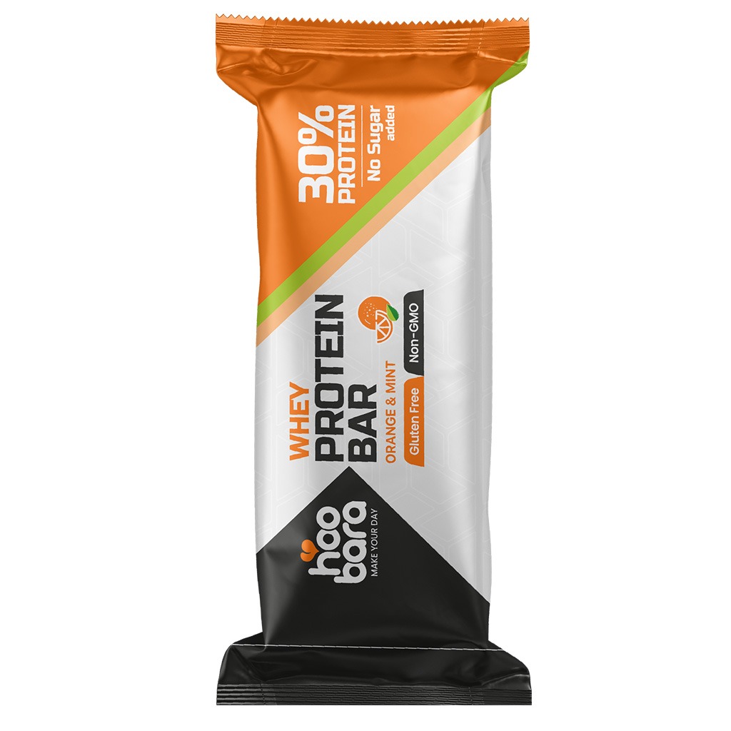 Hoobara Gluten Free Whey Protein Bar Orange & Mint Flavor 50g