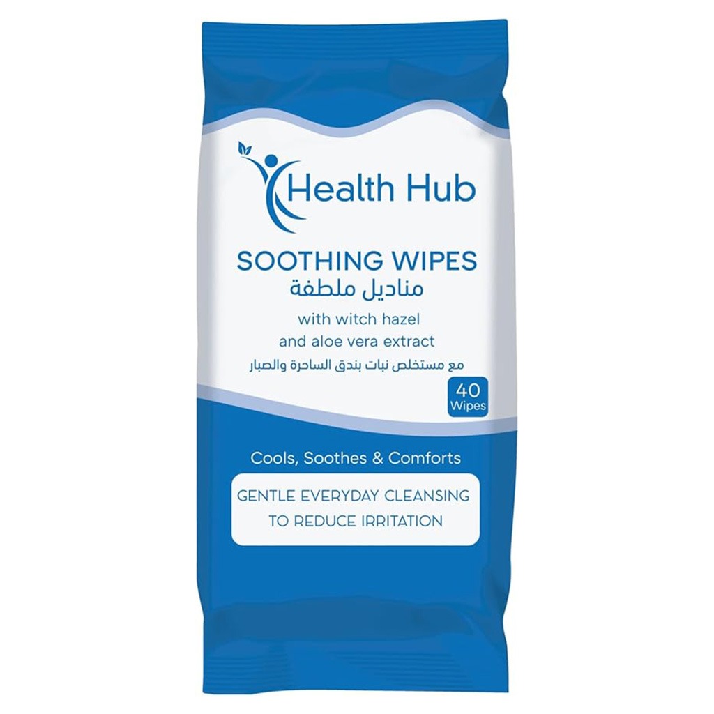 Health Hub Soothing & Cleansing Hemorrhoidal Wipes With Witch Hazel & Aloe Vera, Pack of 40’s