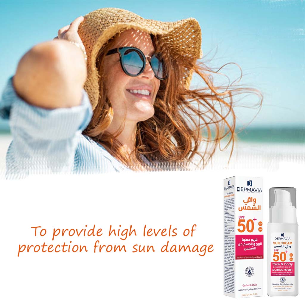 Dermavia Face & Body Protection Sunscreen SPF50+ For Sensitive Skin 100ml