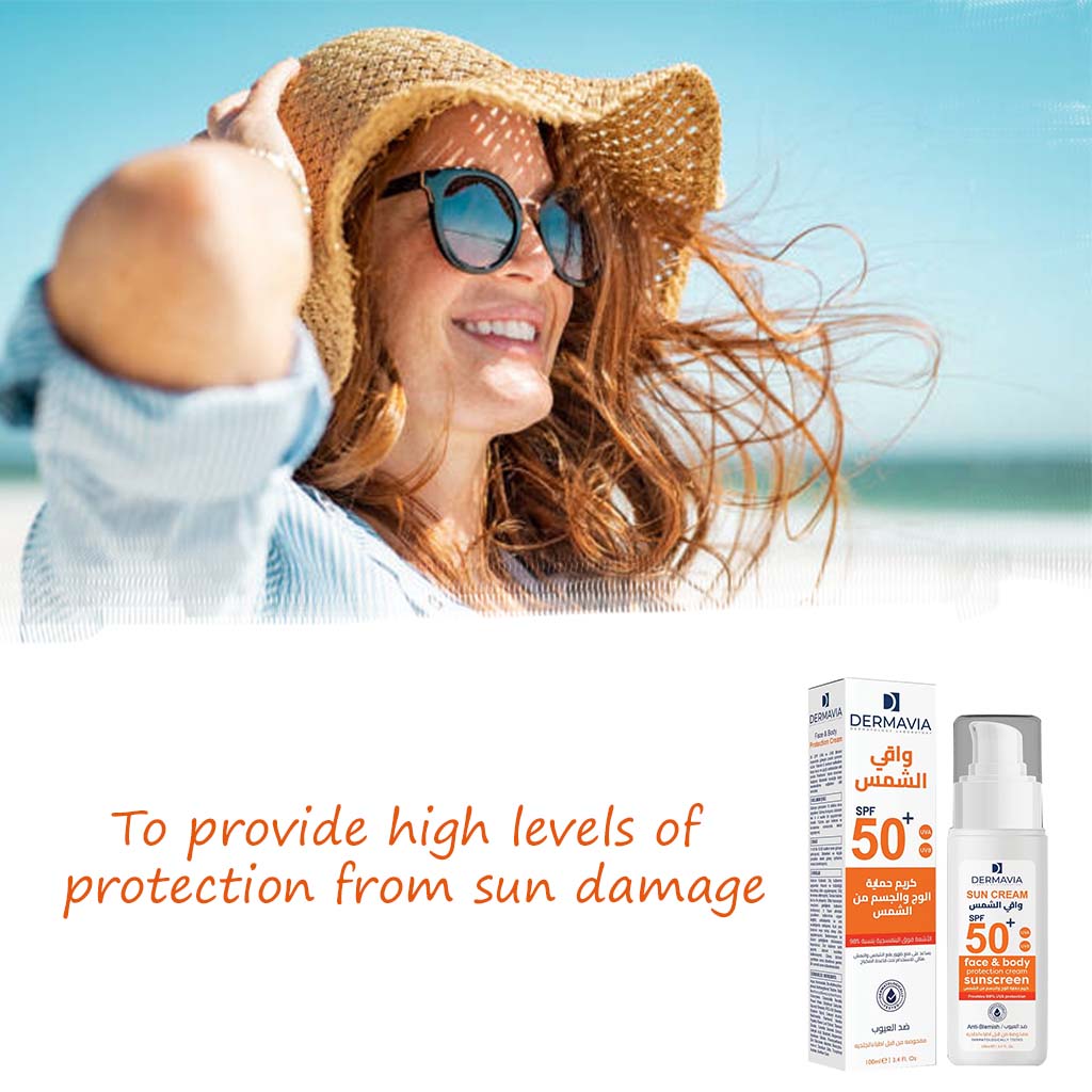 Dermavia Anti-Blemish SPF50+ Face & Body Protection Sunscreen Cream 100ml 