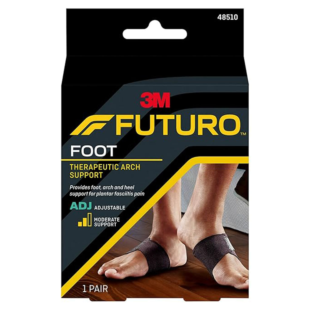 Futuro Therapeutic Adjustable Foot Arch Support For Left & Right Foot, Moderate Support, Black Color, One Size, Pack of 2’s