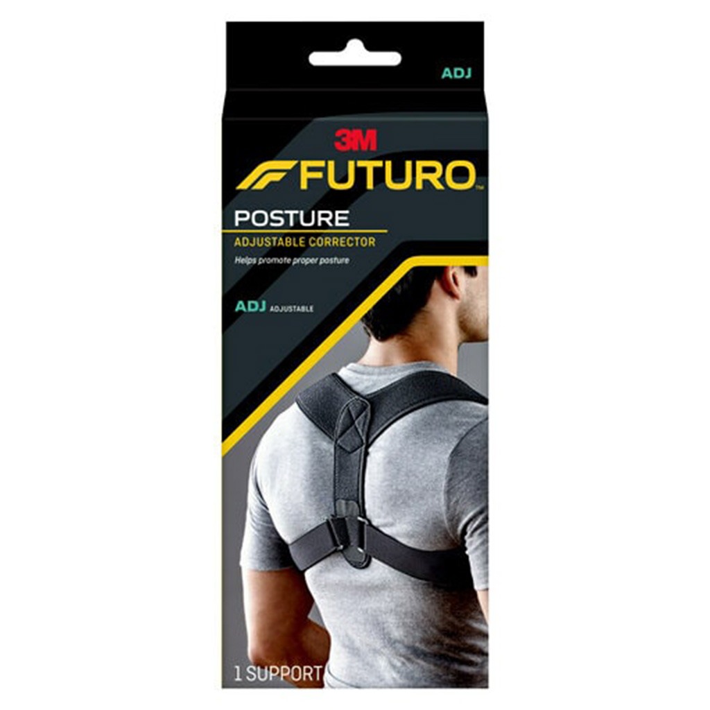 Futuro Adjustable Posture Corrector Fits Men/Women, Black Color, One size, Pack of 1’s