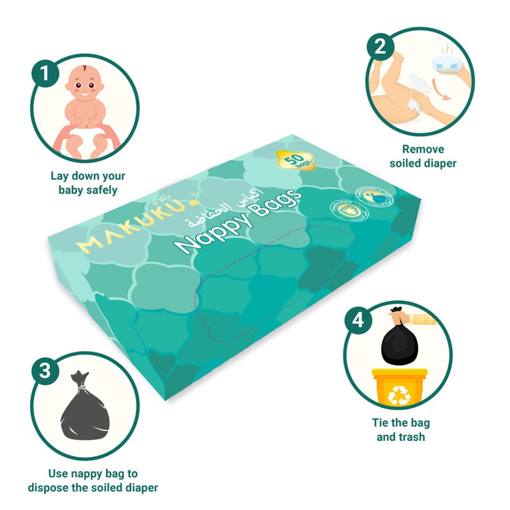 Makuku Baby Nappy Disposal Bags, Pack of 50’s