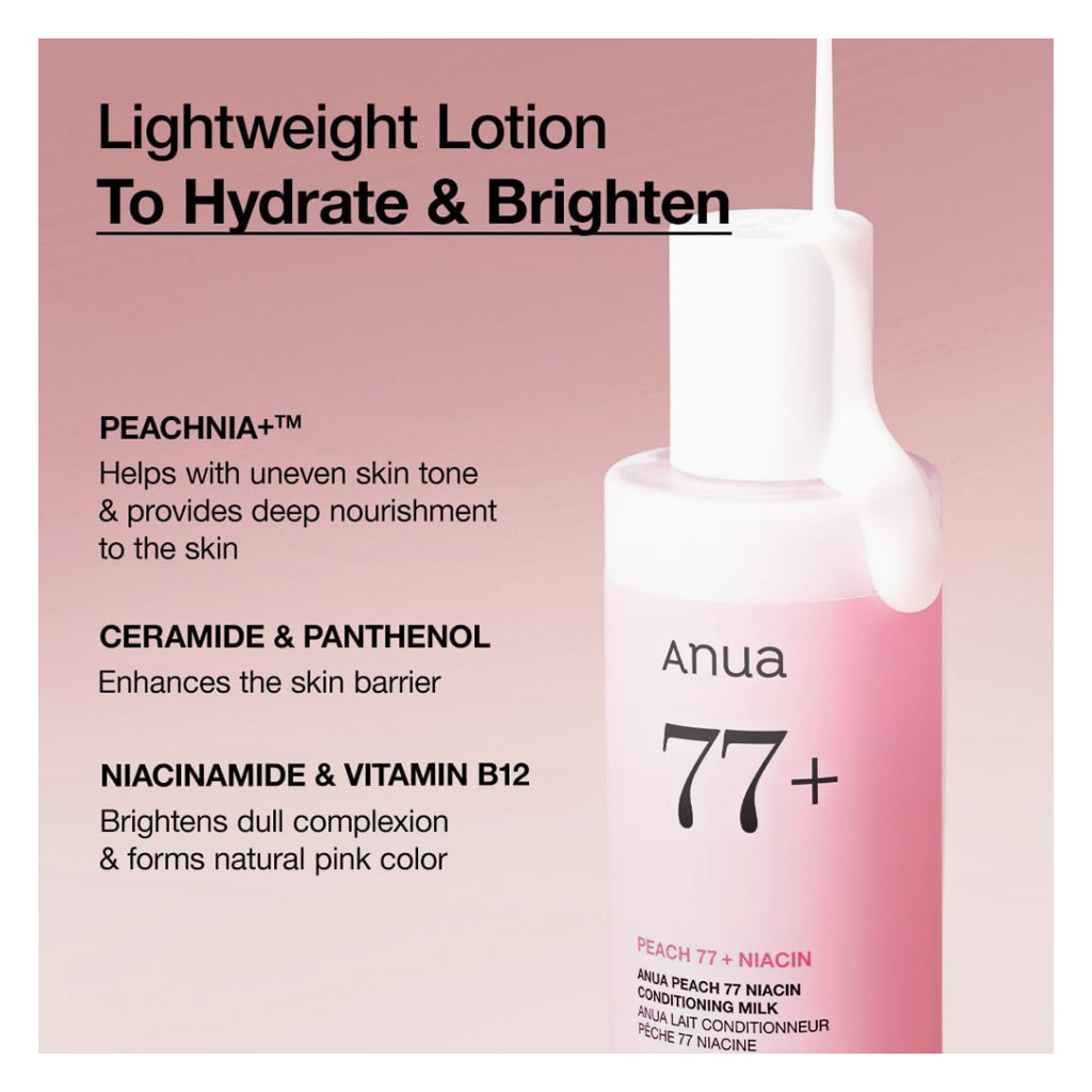 Anua Peach 77% Niacin Conditioning Milk For Hydrating & Radiant Skin 150ml