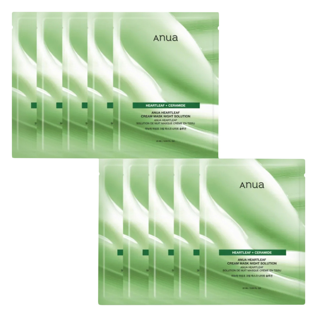 Anua Heartleaf Night Solution Face Cream Sheet Mask 25ml, Pack of 10’s 