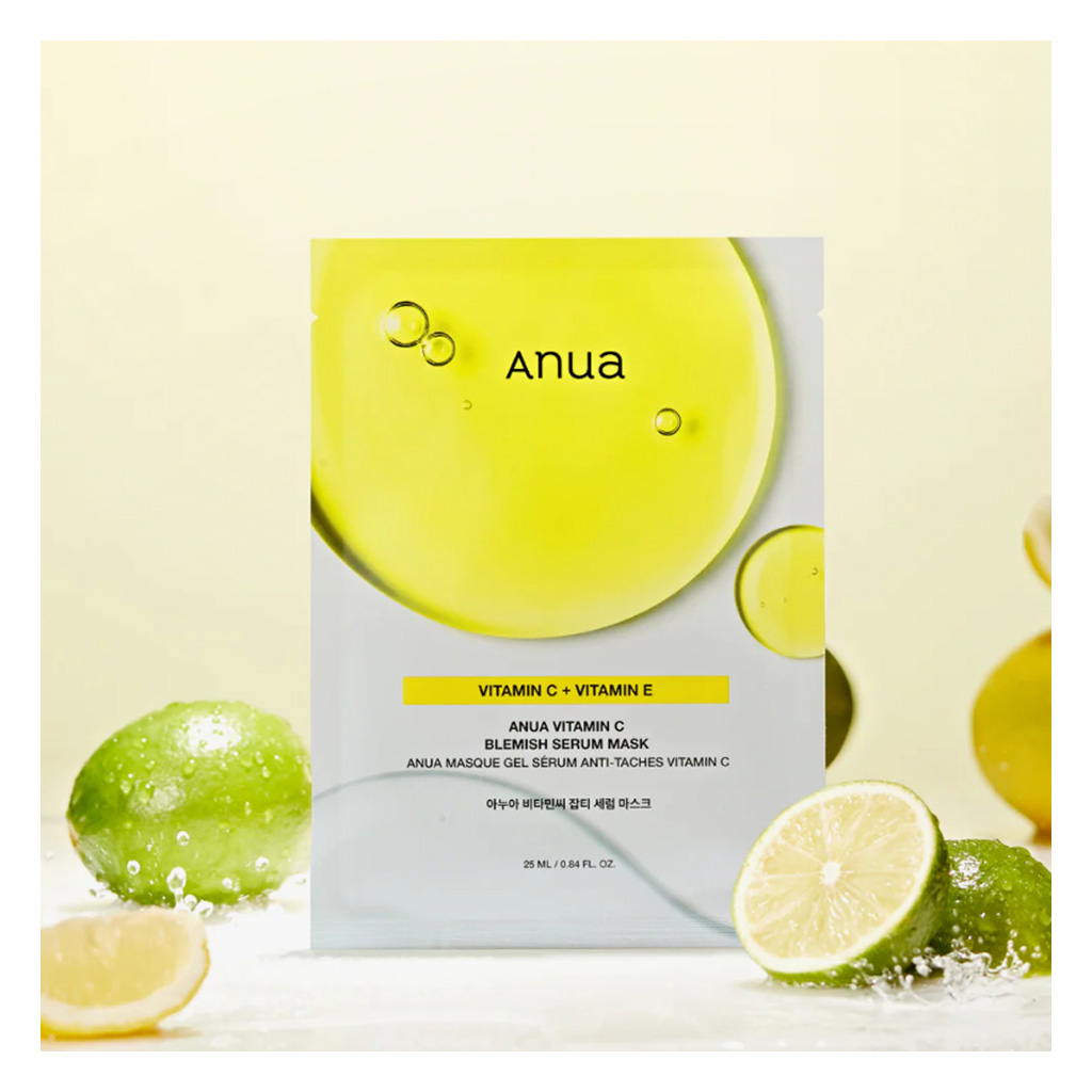 Anua Green Lemon Vitamin C Anti Blemish Serum Face Sheet Mask, Pack of 10’s