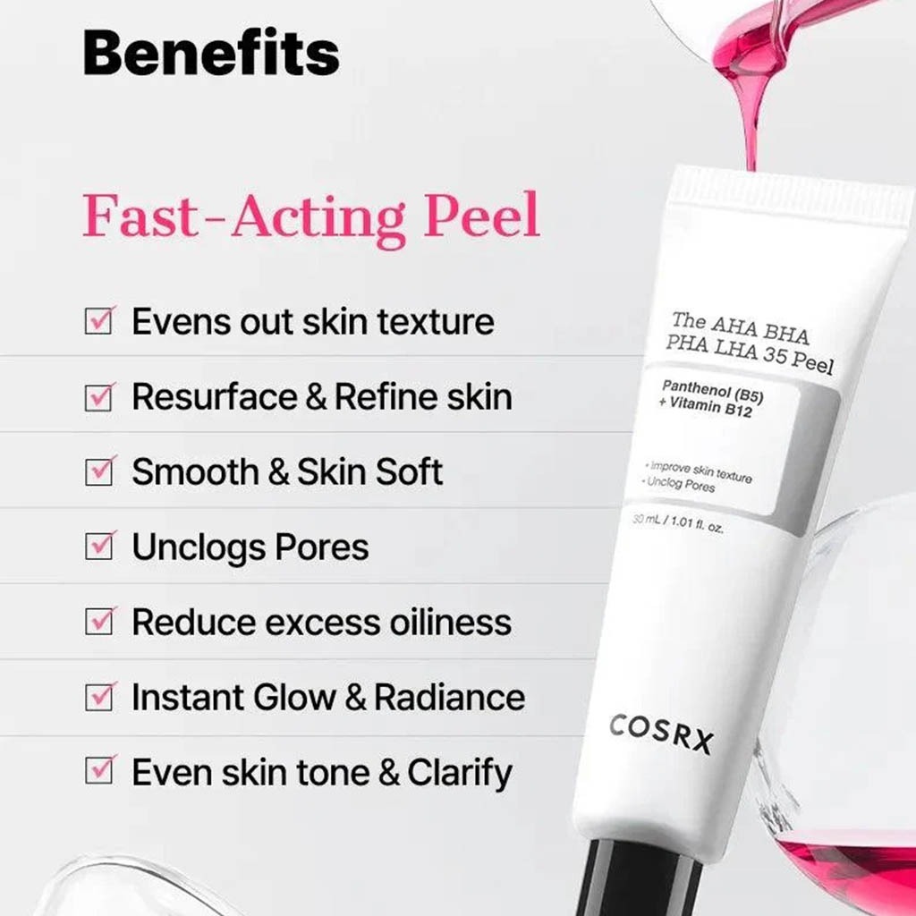 Cosrx The AHA, BHA, PHA, LHA 35 Peel With Panthenol & Vitamin B12 Facial Exfoliating Gel 30ml