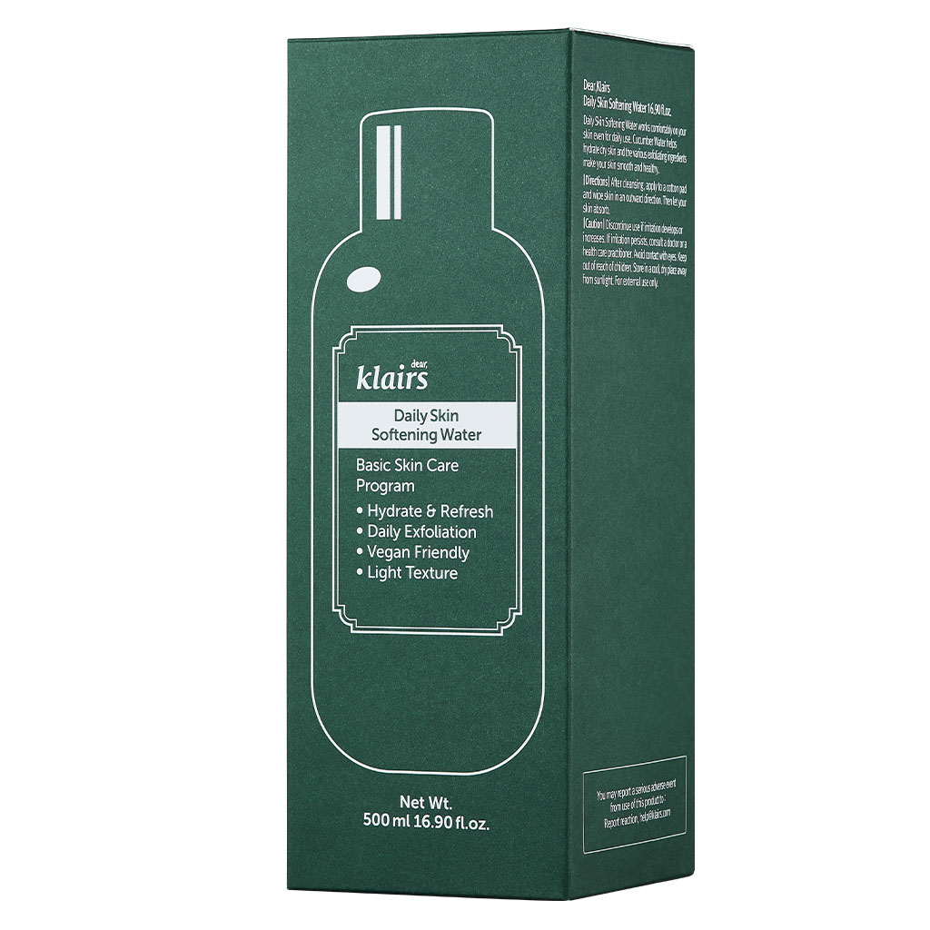 Dear Klairs Daily Skin Softening Water With Cucumber Gentle Exfoliating Toner For Face & Body 500ml