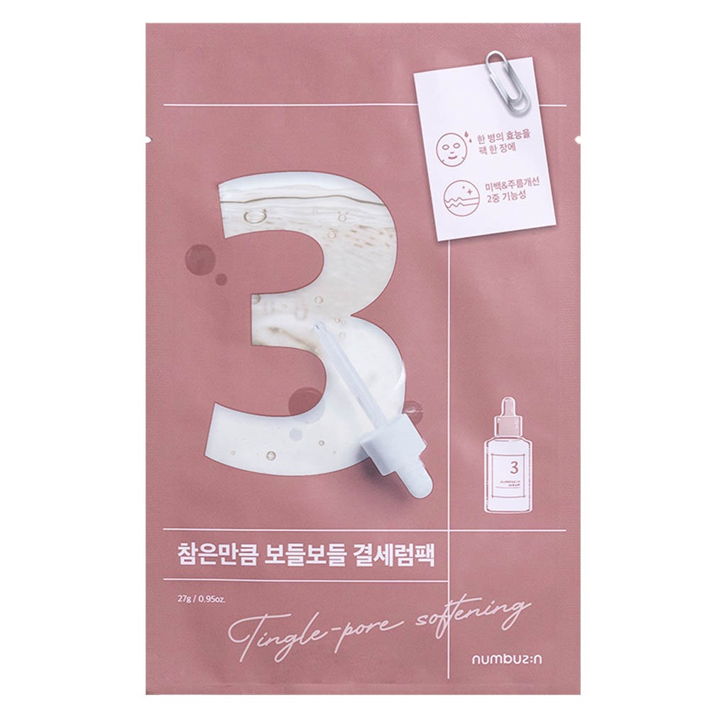 Numbuzin No 3 Tingle Pore Softening Facial Sheet Mask 27g, Pack of 4’s