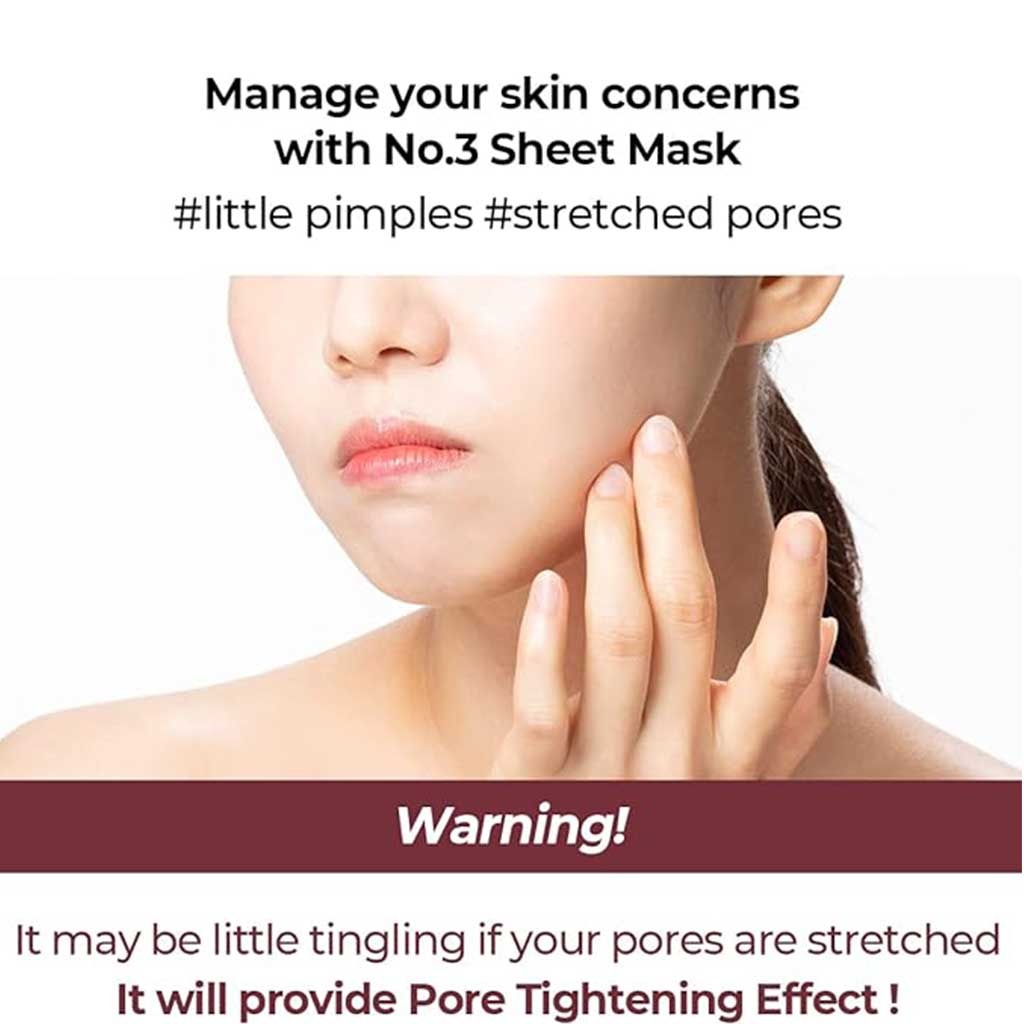 Numbuzin No 3 Tingle Pore Softening Facial Sheet Mask 27g, Pack of 4’s